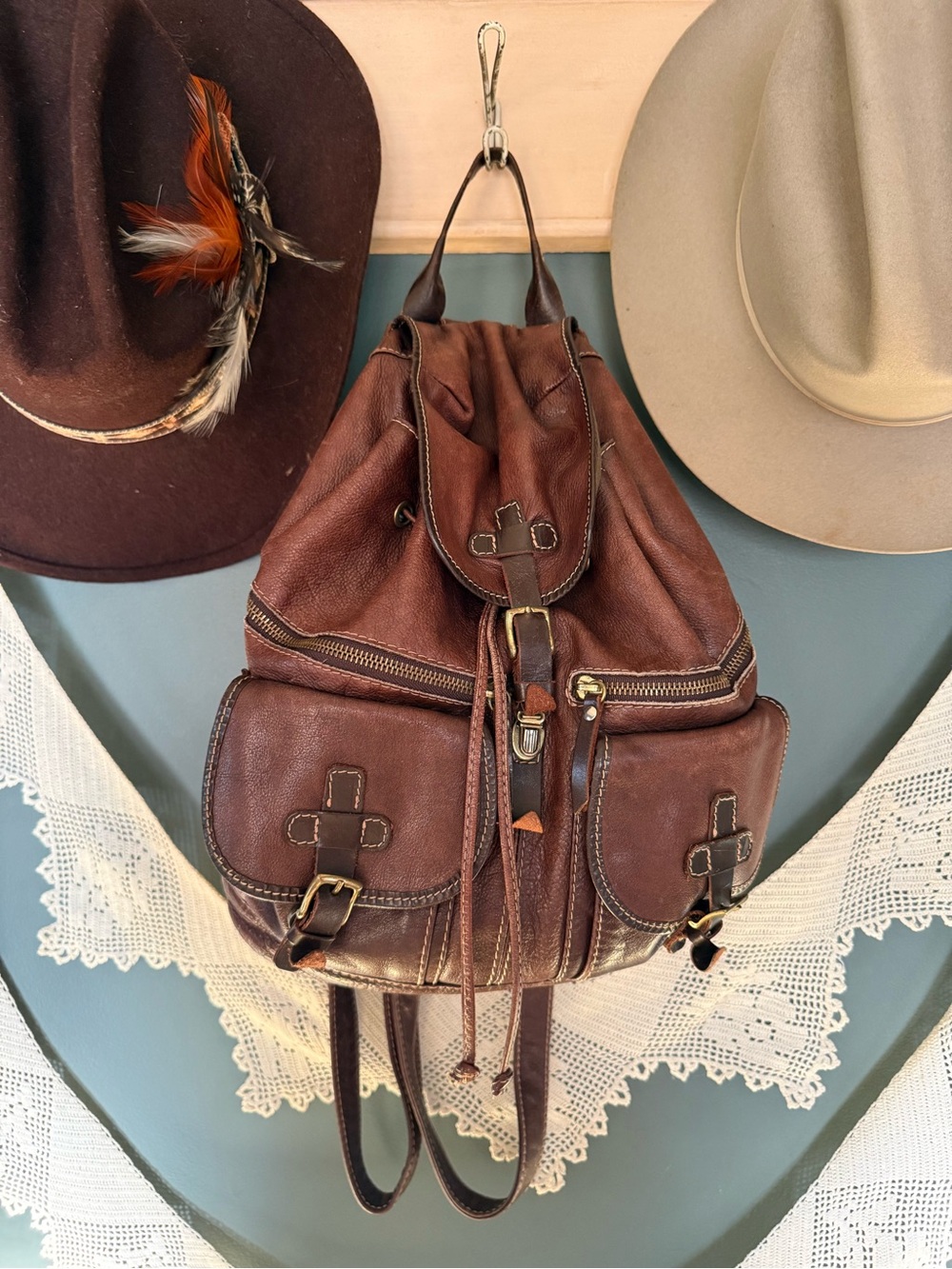 Sundance tinley brown butter soft Leather Backpack